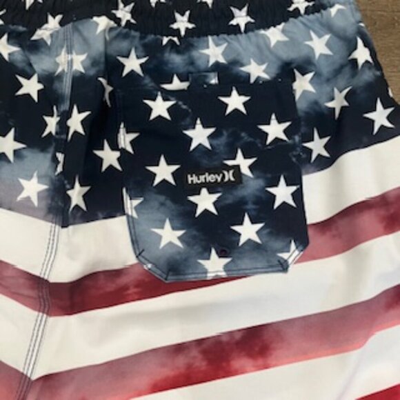 NEW Hurley Board Shorts Men’s Large Flag Patriotic‎ Stars & Stripes - Picture 11 of 15